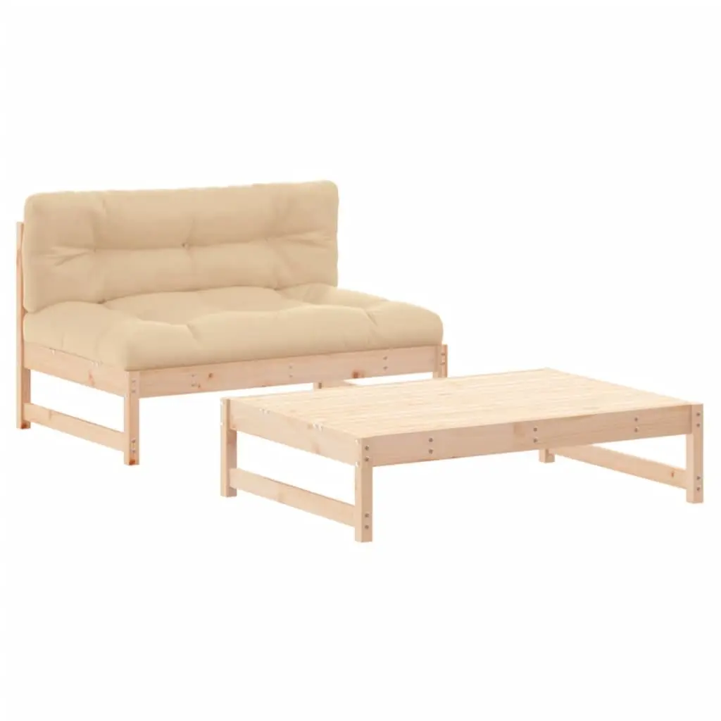 Outdoor Furniture Garden Lounge Set 2 Piece with Cushions for Patio in Solid Pine Wood
