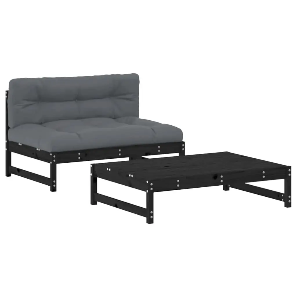 Garden Lounge Set 2 Piece Outdoor Furniture Solid Wood Patio Seating