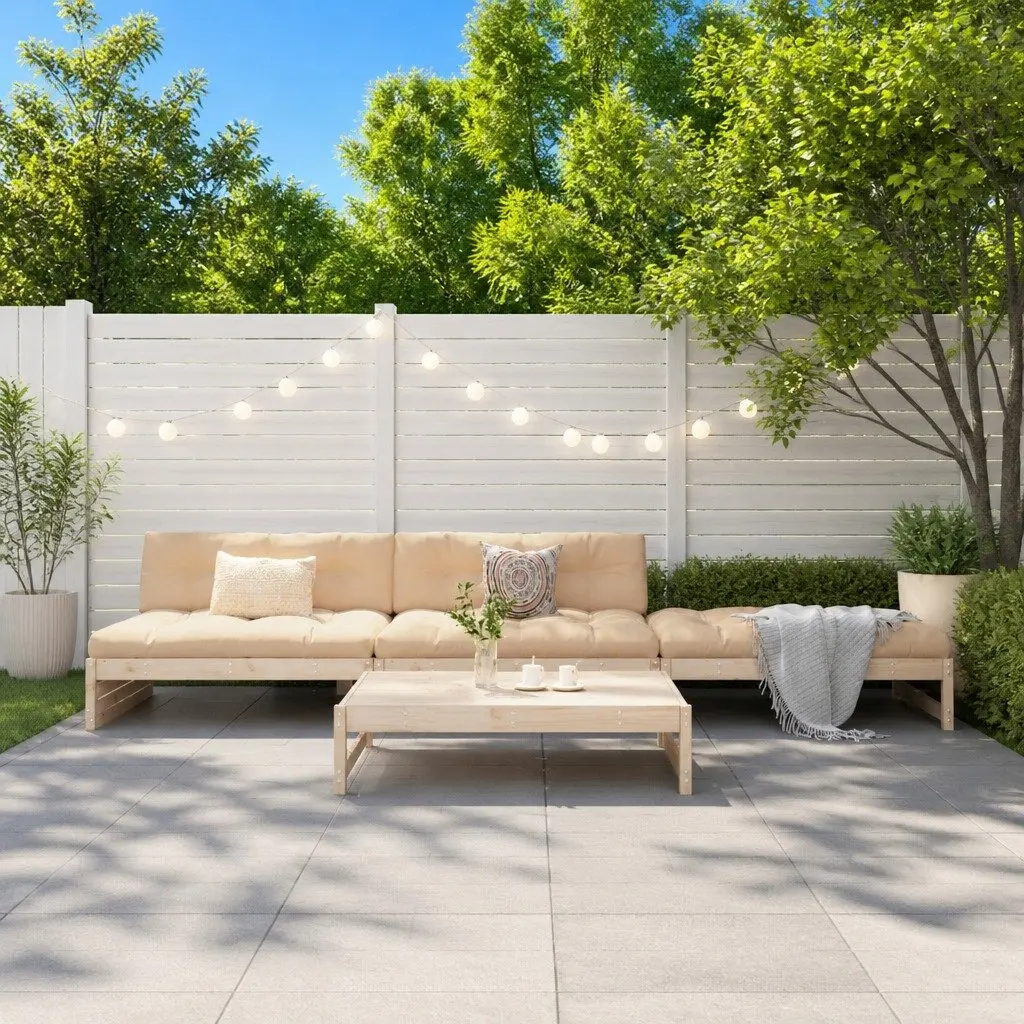 Garden Lounge Set 4 Piece Outdoor Furniture Solid Wood Modular Sofa