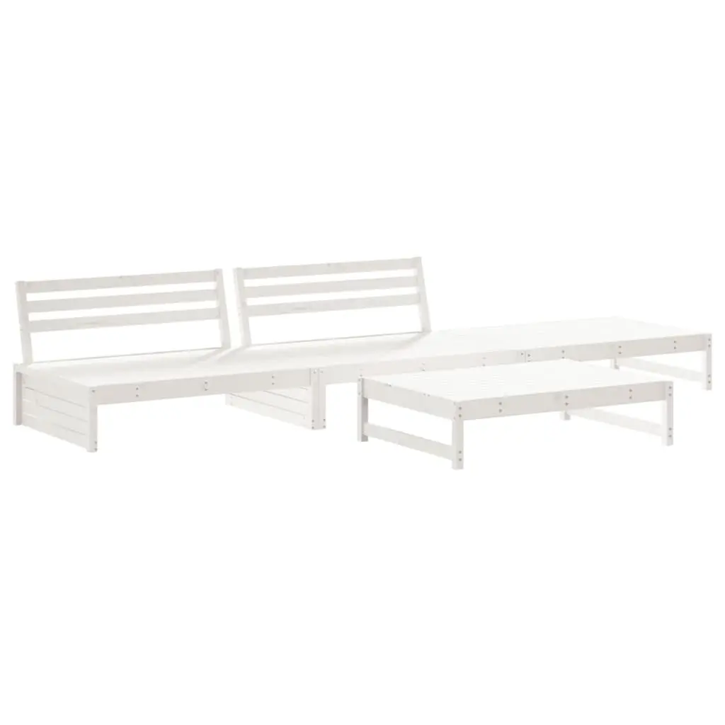 Garden Lounge Set 4 Piece Outdoor Furniture Patio Solid Wood White Cushions