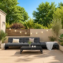 Specifications of 4 Piece Black Wood Outdoor Lounge Set