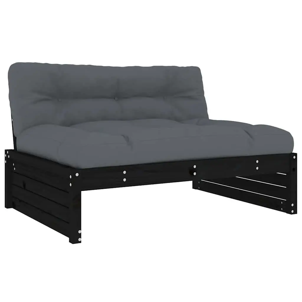 Garden Lounge Set Outdoor Furniture 4 Piece Black Wood