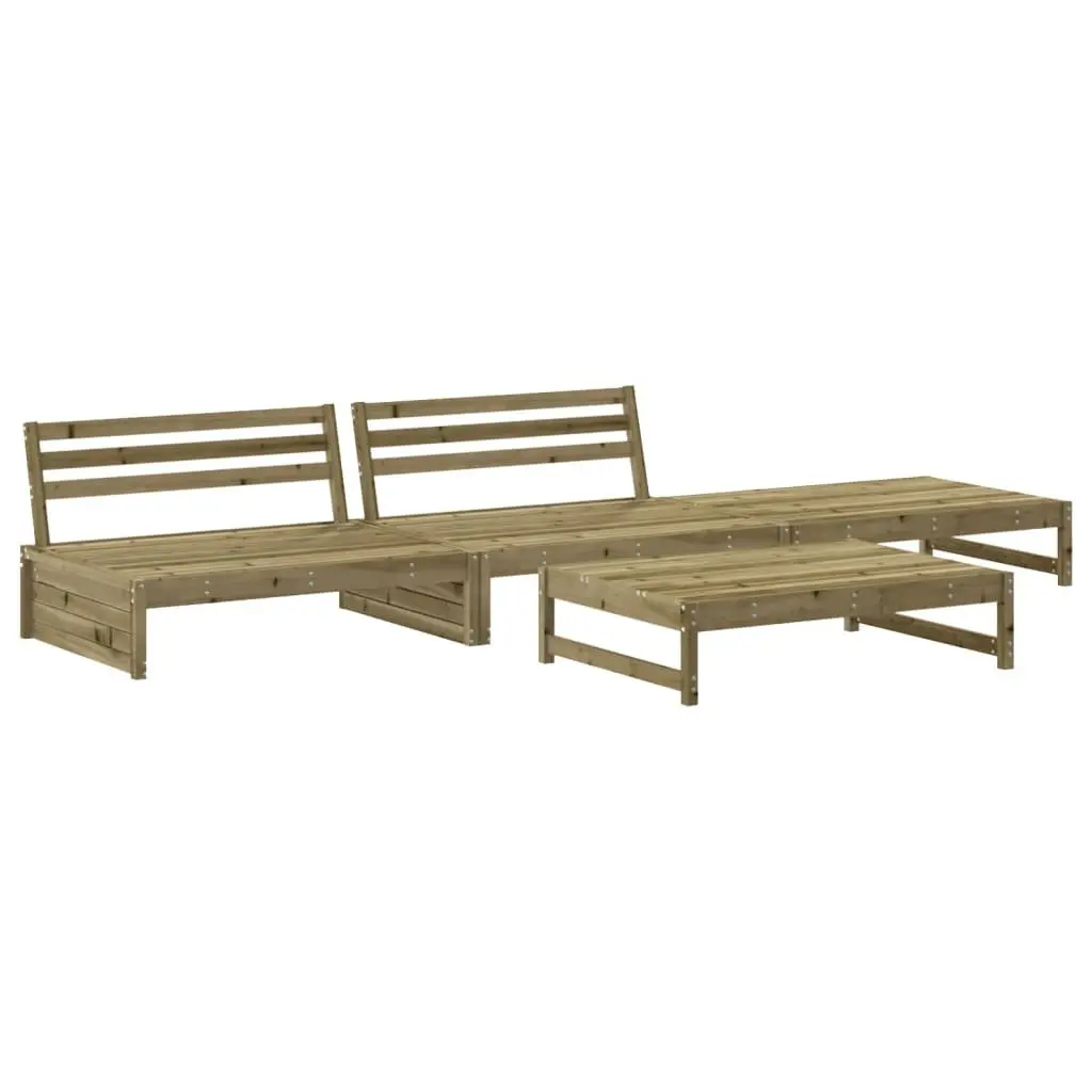 Garden Lounge Set Outdoor Furniture 4 Piece Brown Impregnated Pine Wood