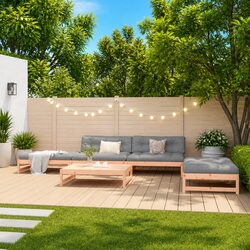 5 Piece Garden Lounge Set - Solid Wood and Cushions