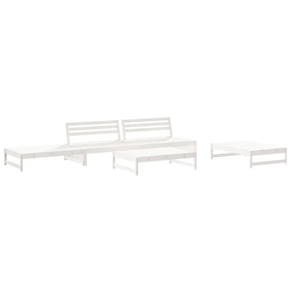 Garden Lounge Set 6 Piece Outdoor Furniture Cushions White Solid Wood Patio