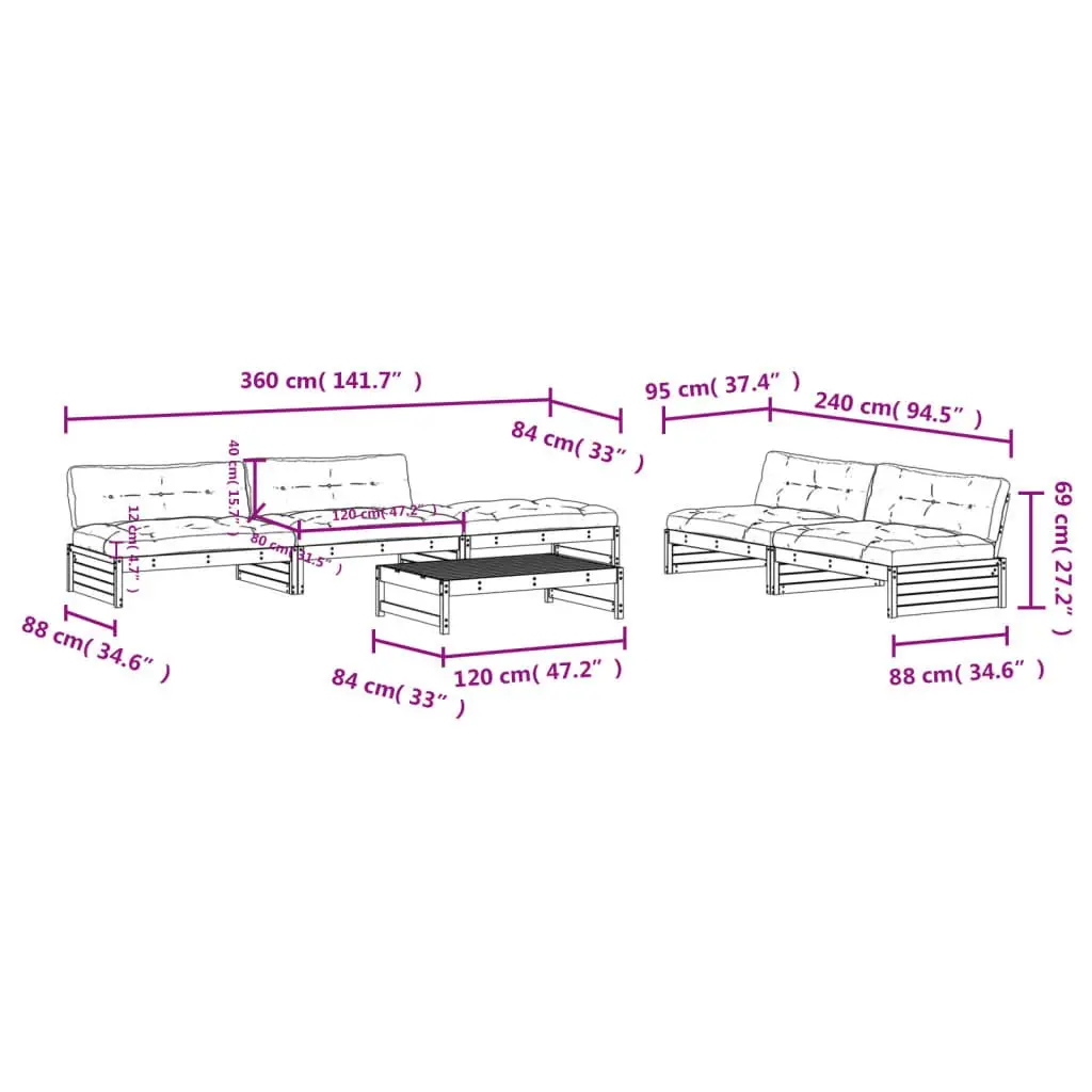Garden Lounge Set 6 Piece Outdoor Furniture Patio Sofa with Cushions