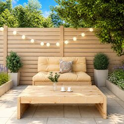 Solid Wood Garden Lounge Set: 2 Pieces with Cushions