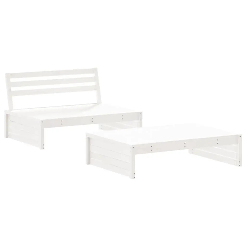 Garden Lounge Set 2 Piece Outdoor Furniture White Solid Wood Patio