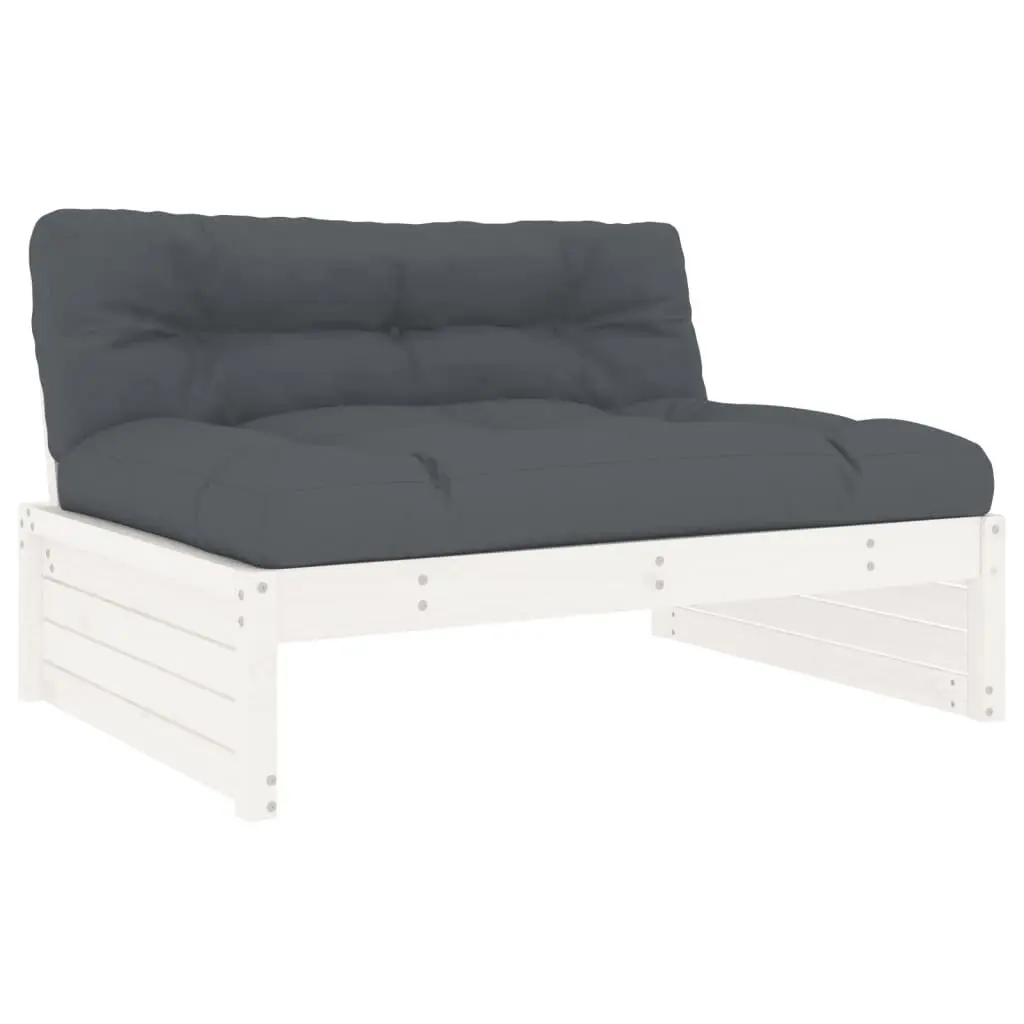 Garden Lounge Set 2 Piece Outdoor Furniture White Solid Wood Patio