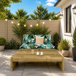 Garden Lounge Set 2 Piece Outdoor Furniture with Cushions Wooden Slatted Design