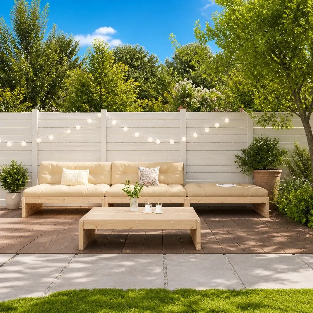 Garden Lounge Set 4 Piece Outdoor Furniture Patio Sofa with Cushions Wood
