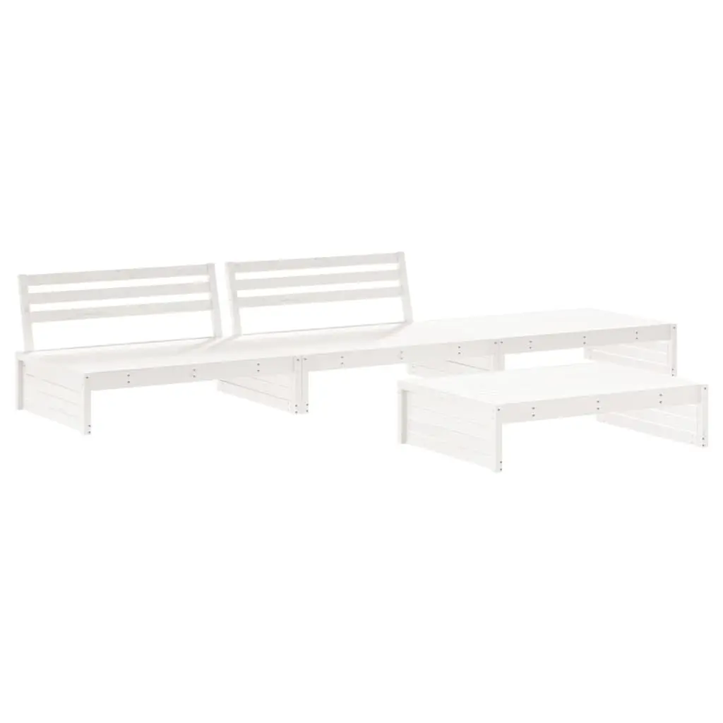Garden Lounge Set 4 Piece Outdoor Furniture with Cushions White Wood Patio