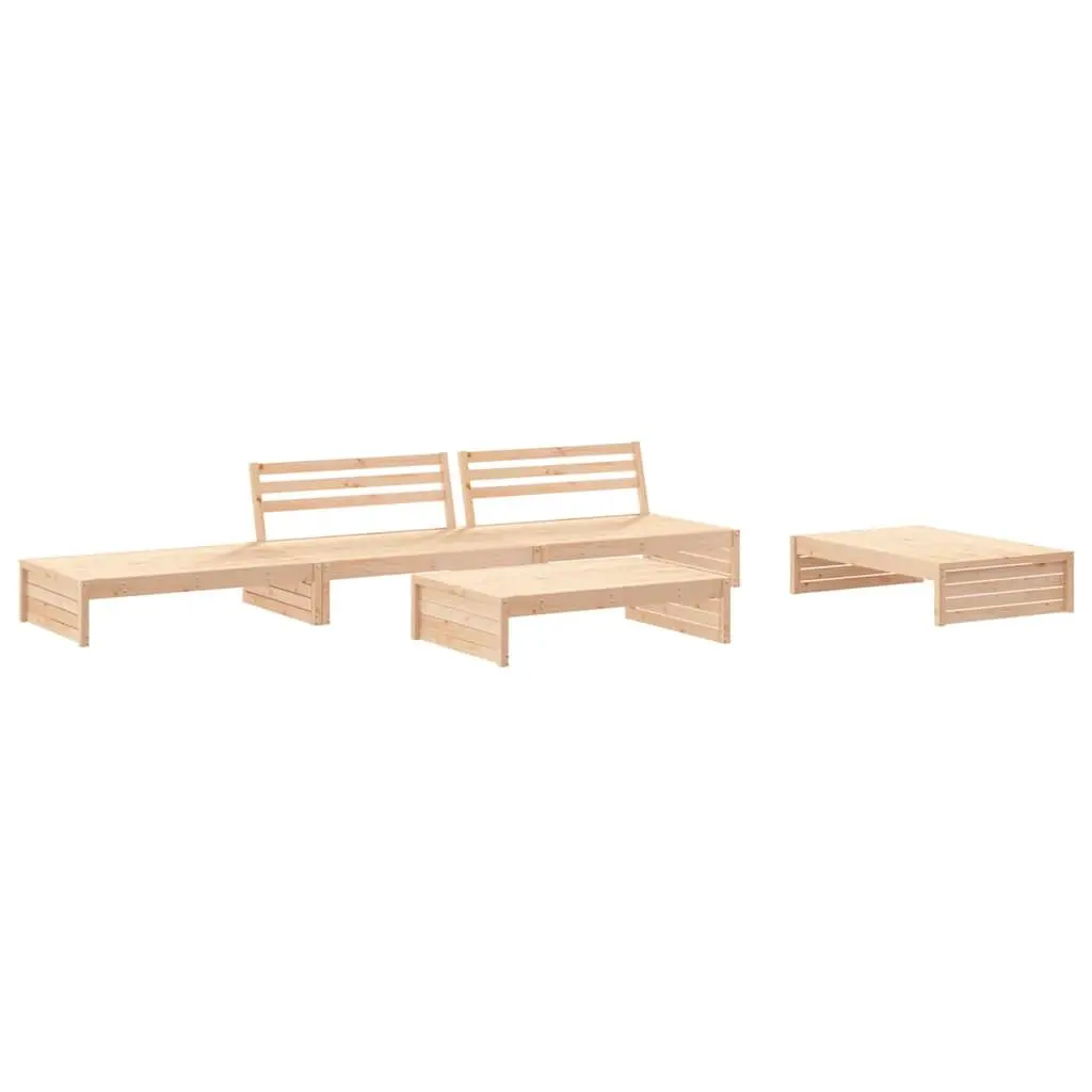 Garden Lounge Set 5 Piece Outdoor Furniture for Patio Brown Solid Pine Wood with Cushions