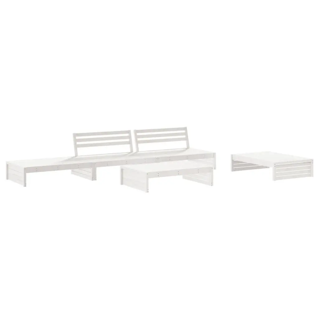 5 Piece Wooden Lounge Set in White