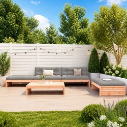 5 Piece Garden Lounge Set Outdoor Furniture Solid Wood Douglas Cushions Brown