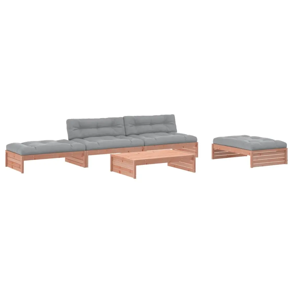 5 Piece Garden Lounge Set Outdoor Furniture Solid Wood Douglas Cushions Brown