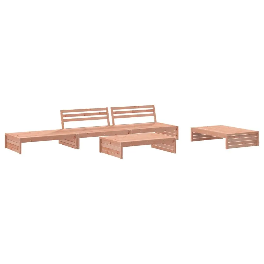 5 Piece Garden Lounge Set Outdoor Furniture Solid Wood Douglas Cushions Brown
