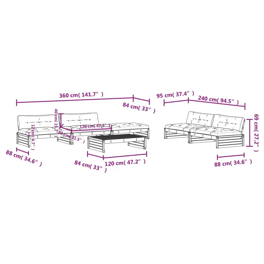Garden Lounge Set Outdoor Furniture 6 Piece Patio Sofa with Cushions White