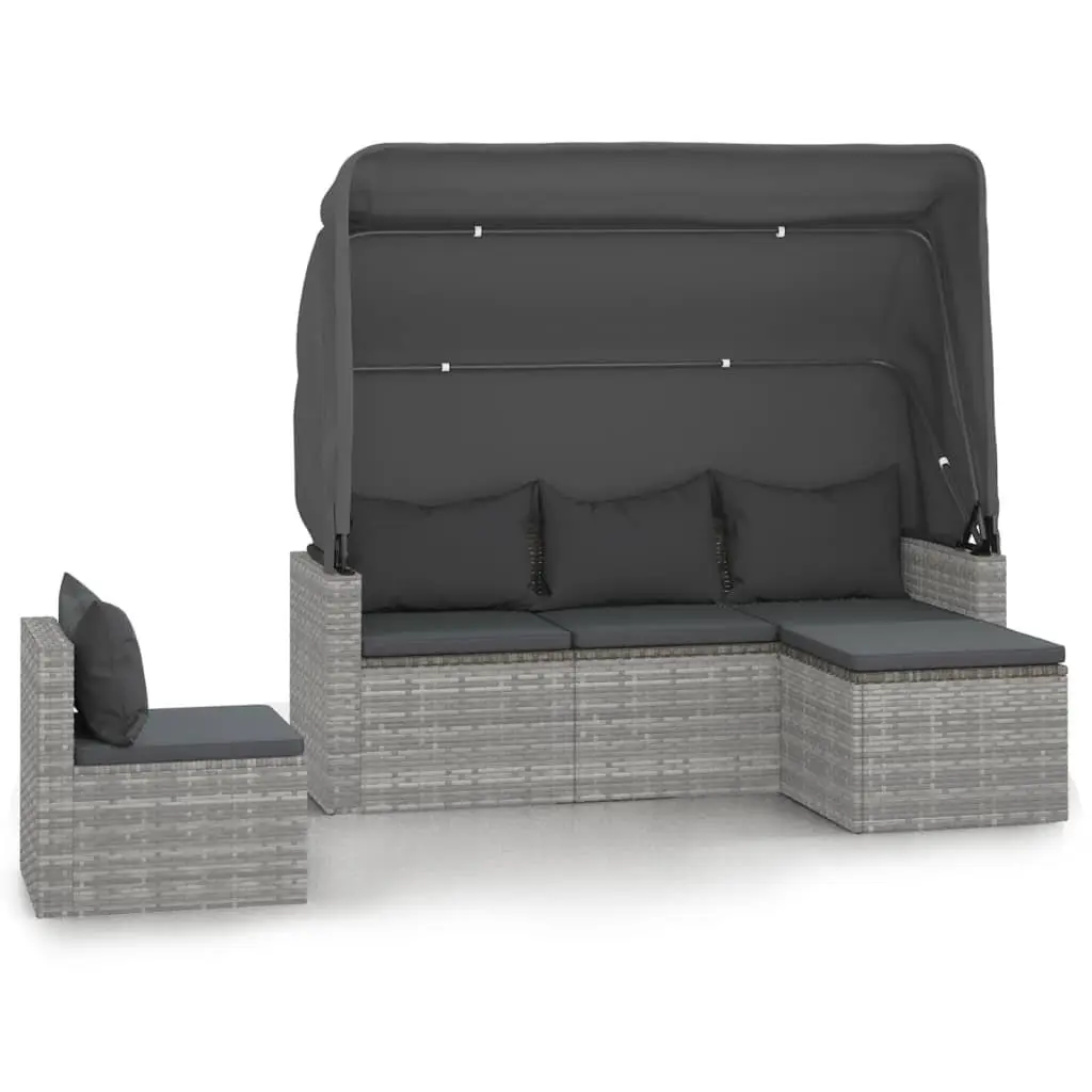 Grey Poly Rattan 4 Piece Garden Sofa Set