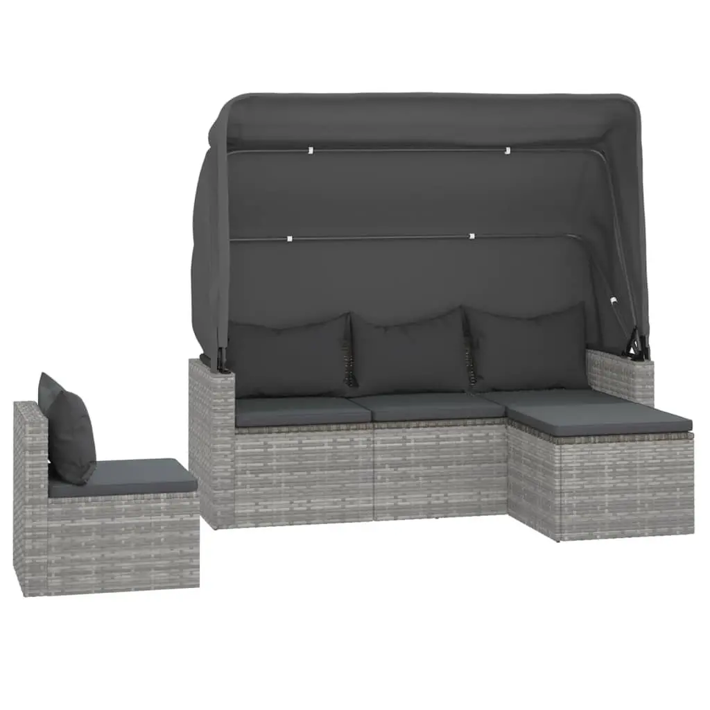 Grey Poly Rattan 4 Piece Garden Sofa Set