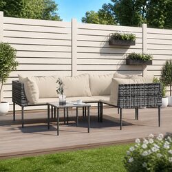 5 Piece Garden Lounge Set Specifications: Grey Poly Rattan