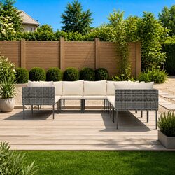 8 Piece Grey Outdoor Lounge Set - Specs and Details