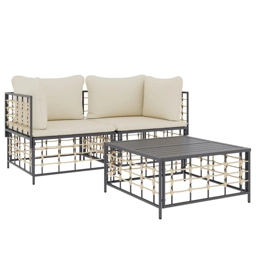 3 Piece Garden Lounge Set Outdoor Furniture for Patios Gardens Anthracite Color