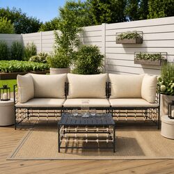 4-Piece Garden Lounge Set: Anthracite Poly Rattan