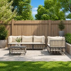 6 Piece Garden Lounge Set with Cushions Outdoor Seating Patio Furniture