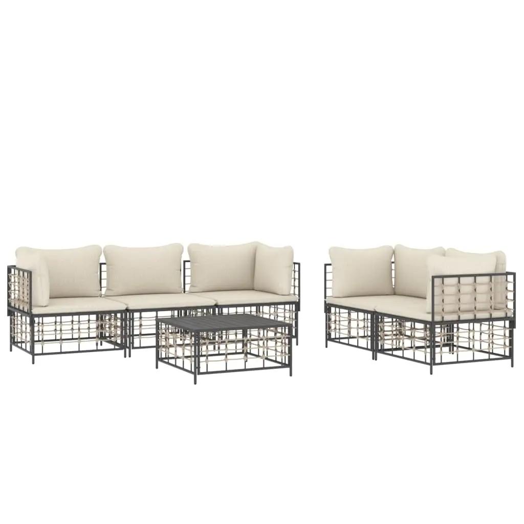 6 Piece Garden Lounge Set with Cushions Outdoor Seating Patio Furniture