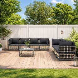 9-Piece Outdoor Lounge Set Details: Poly Rattan & Cushions