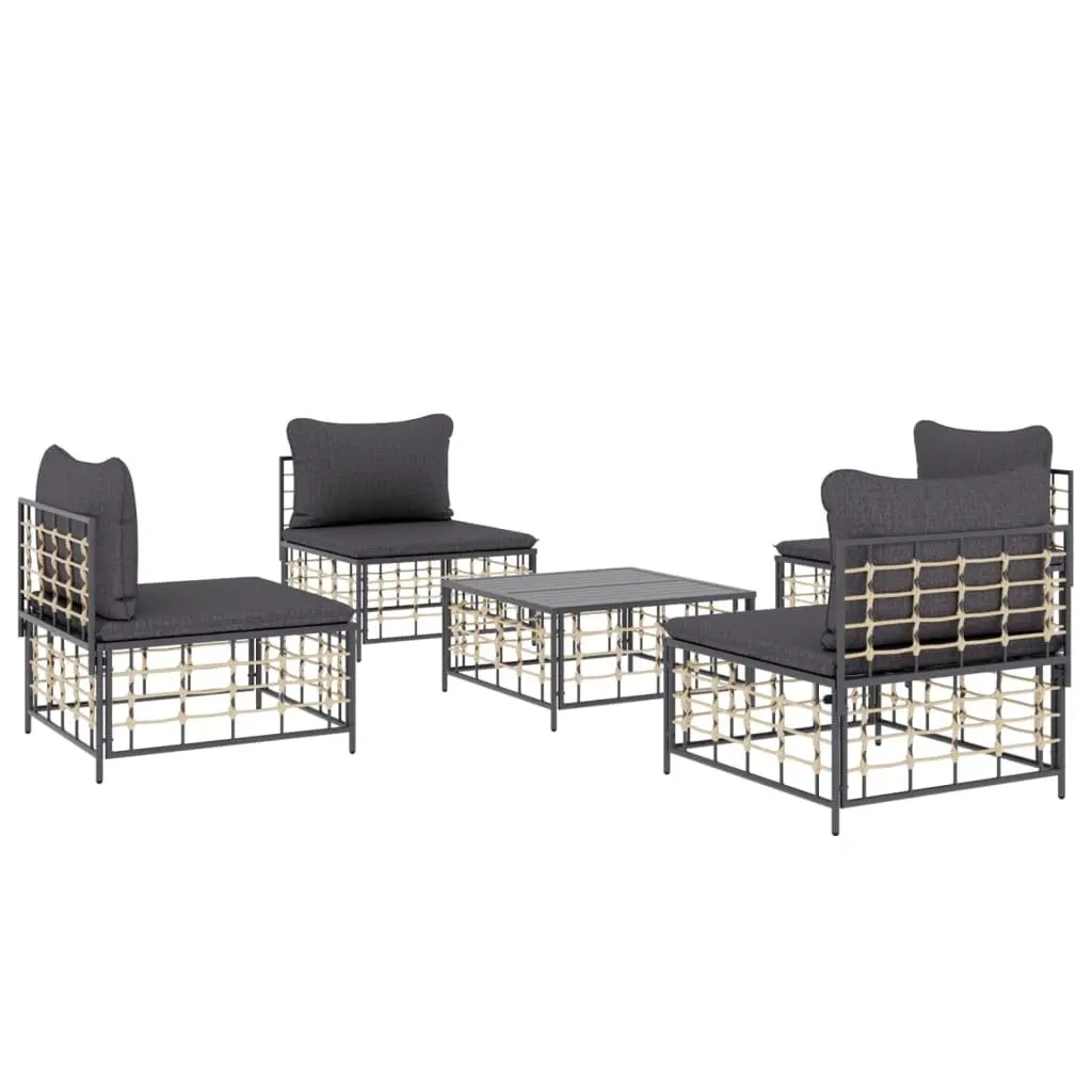 5-Piece Poly Rattan Outdoor Lounge Set
