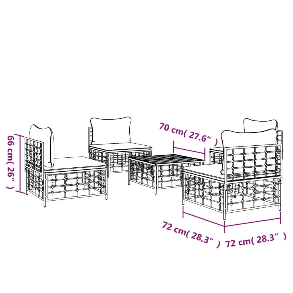 5-Piece Poly Rattan Outdoor Lounge Set