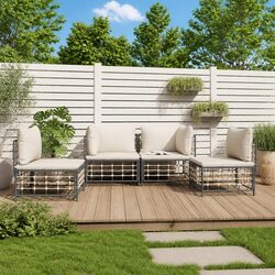4 Piece Garden Lounge Set: Anthracite Poly Rattan Design