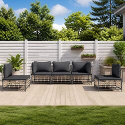 5 Piece Garden Lounge Set Outdoor Seating Furniture with Cushions Anthracite