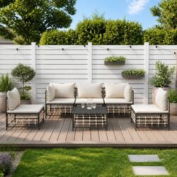 Outdoor Seating Set 6 Pieces Poly Rattan - Anthracite
