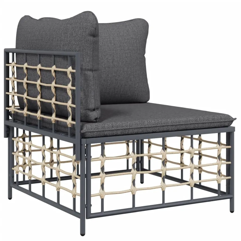 Garden Lounge Set Outdoor Sofa 6 Piece Anthracite Poly Rattan