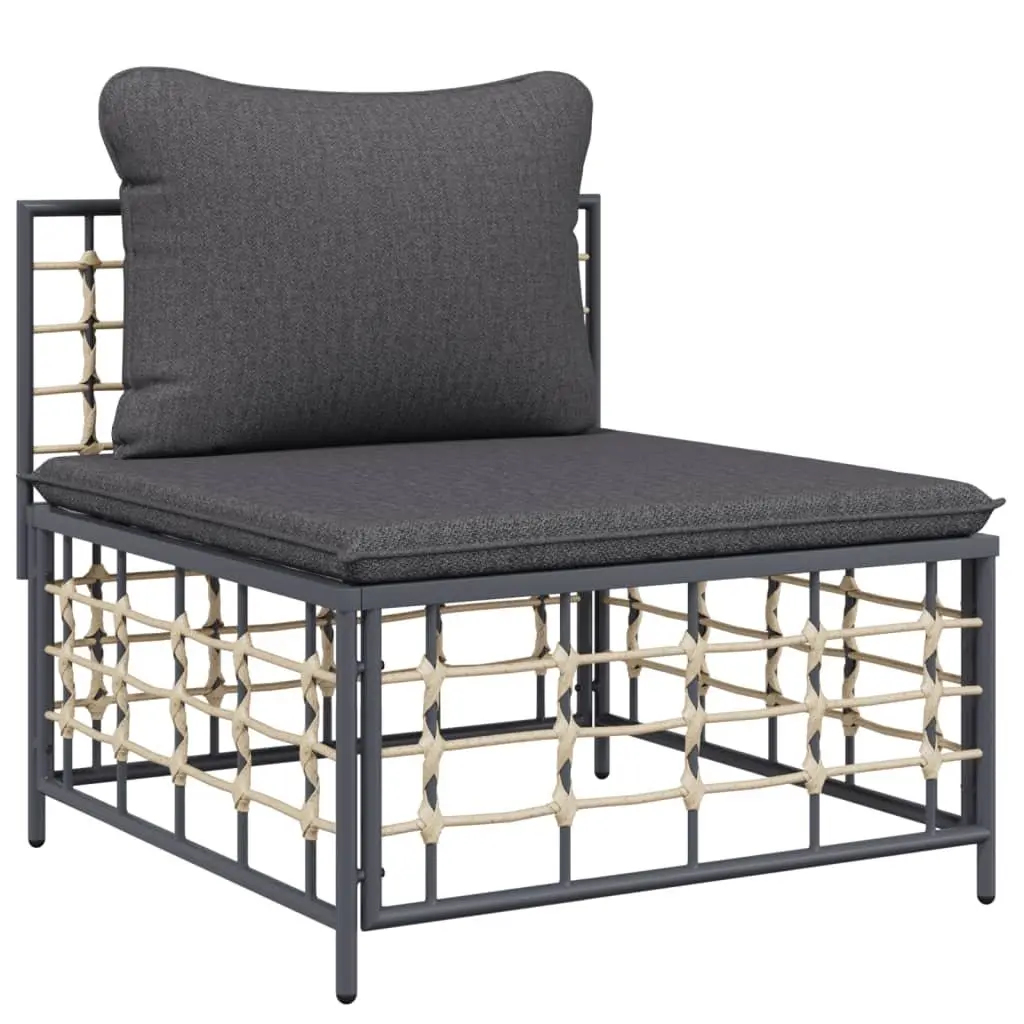Garden Lounge Set Outdoor Sofa 6 Piece Anthracite Poly Rattan