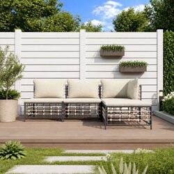 4-Piece Garden Lounge Set: Poly Rattan & Steel Frame