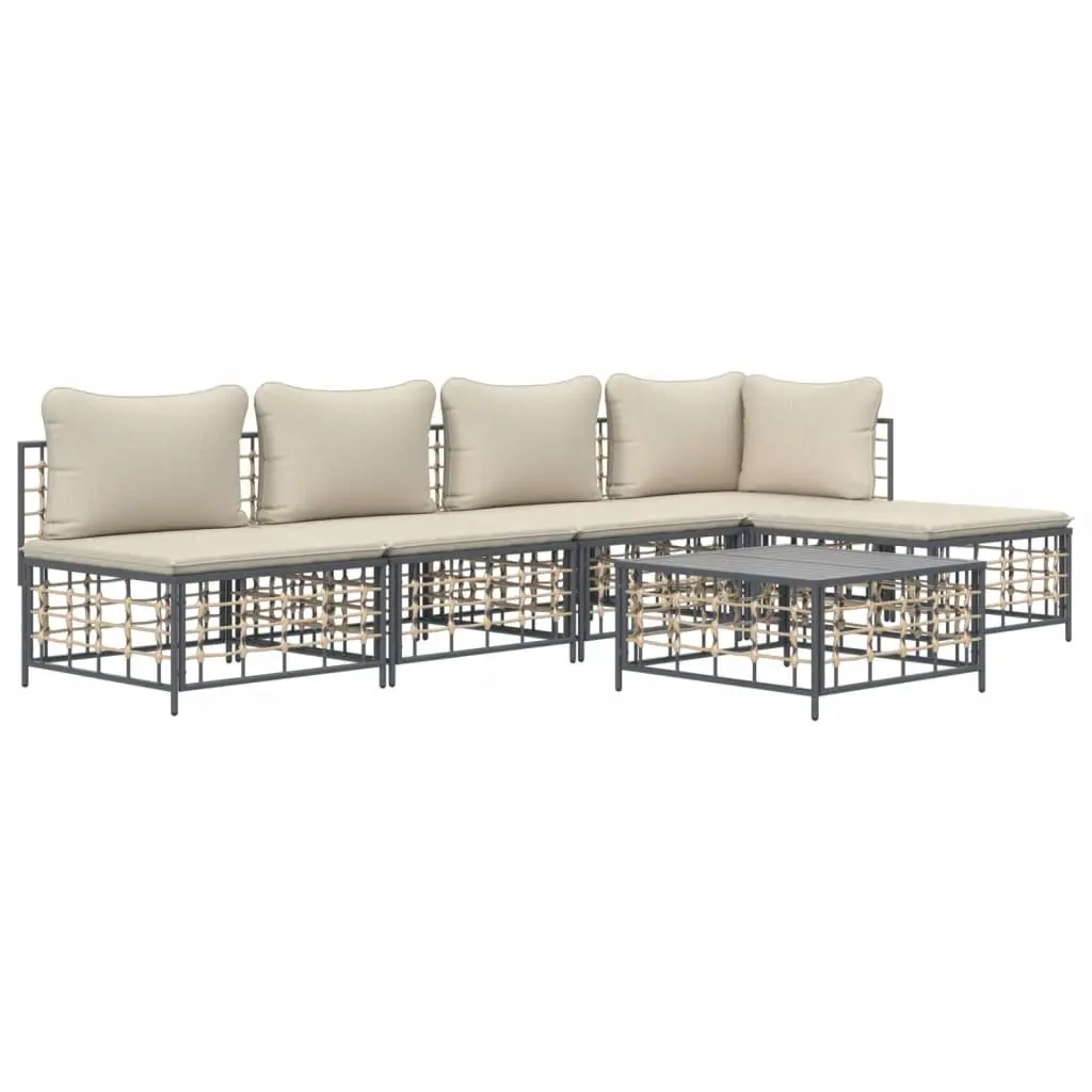 6 Piece Garden Lounge Set Outdoor Sofa Anthracite