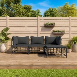 4 Piece Outdoor Lounge Set with Steel Frame and Cushions