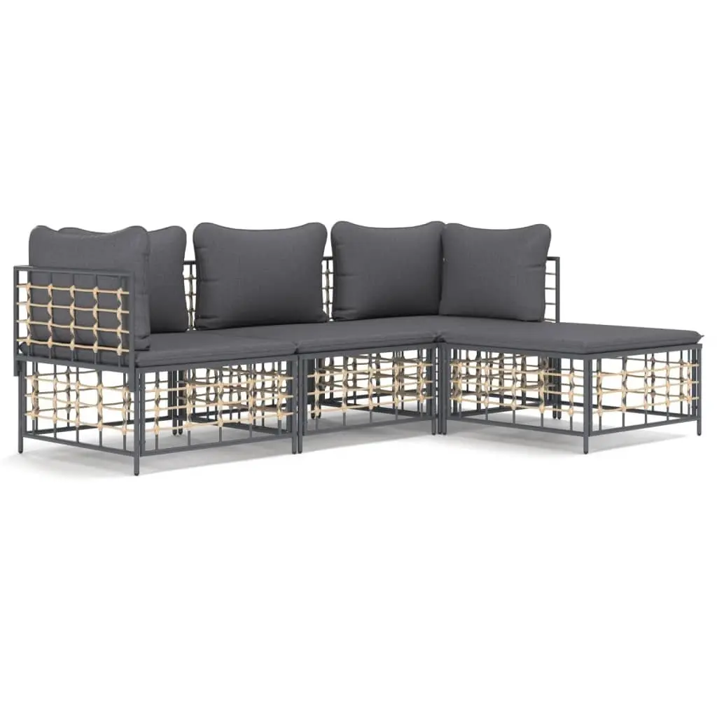 4 Piece Garden Lounge Set Outdoor Seating Anthracite
