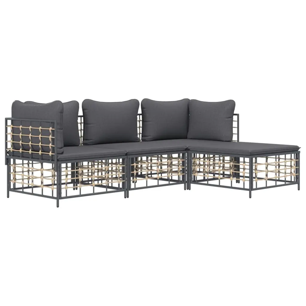 4 Piece Garden Lounge Set Outdoor Seating Anthracite