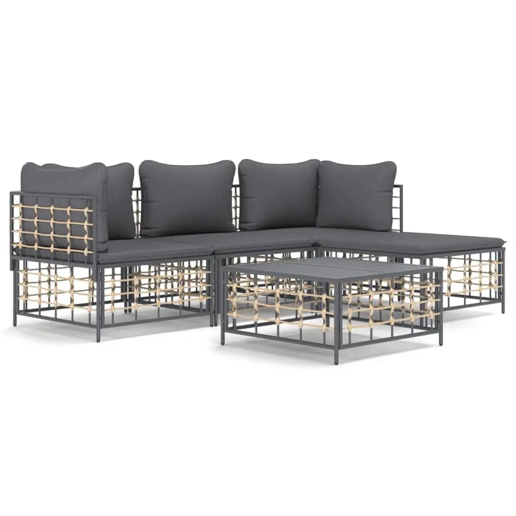 Outdoor Lounge Set 4 Piece Garden Furniture Poly Rattan Anthracite