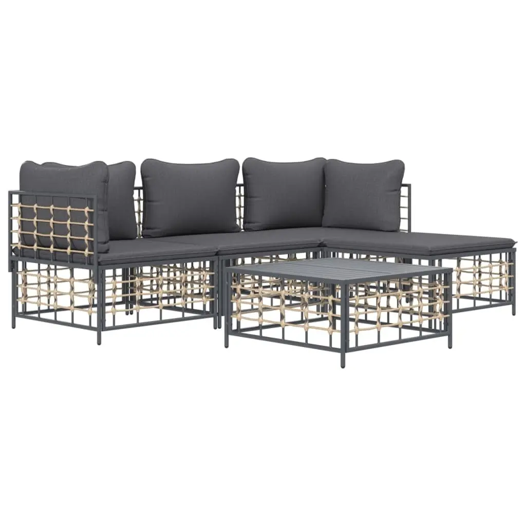 Outdoor Lounge Set 4 Piece Garden Furniture Poly Rattan Anthracite