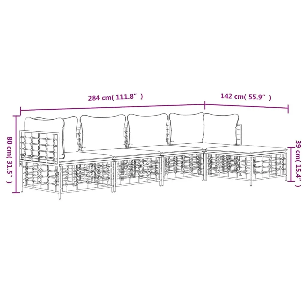 5 Piece Modular Garden Lounge Set