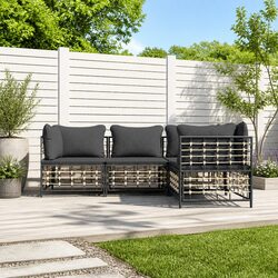 4-Piece Modular Lounge Set: Anthracite Poly Rattan
