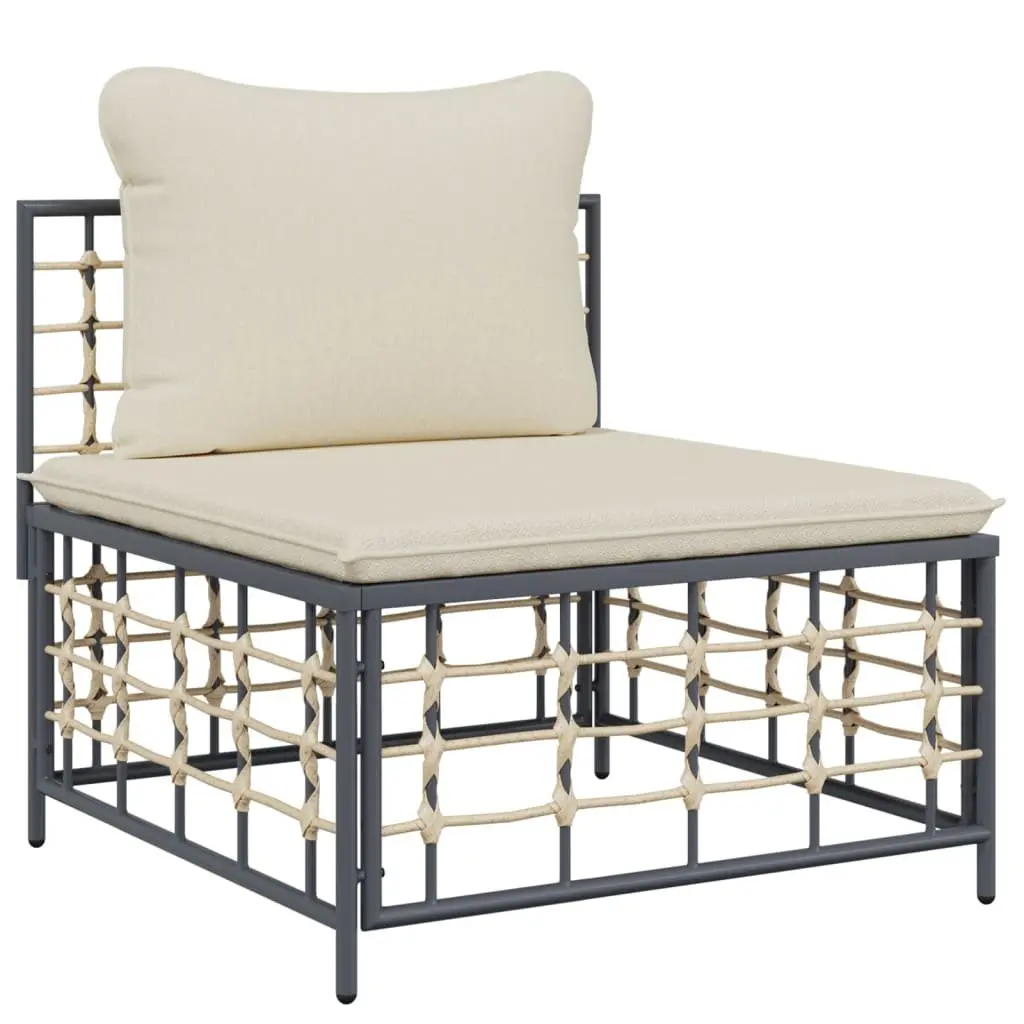5 Piece Outdoor Lounge Set for Garden or Terrace Poly Rattan Sofa with Cushions
