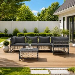 Garden Lounge Set 6 Piece Outdoor Sofa with Cushions Anthracite Patio Furniture