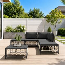 6 Piece Garden Lounge Set with Modular Design in Anthracite